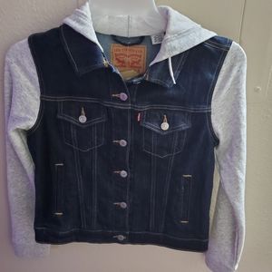 Dark denim hooked jean jacket
